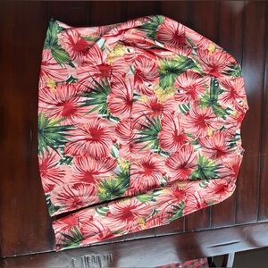 Floral Long Sleeve Top - Red and Green UPF 50